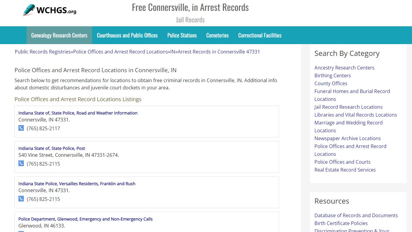 Free Connersville, in Arrest Records - Jail Records